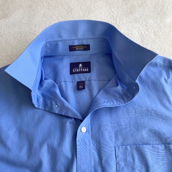 Stafford Tailored Culture Easy-Care Broadcloth Long Sleeves Shirt Men's 15.5 - Picture 3 of 10